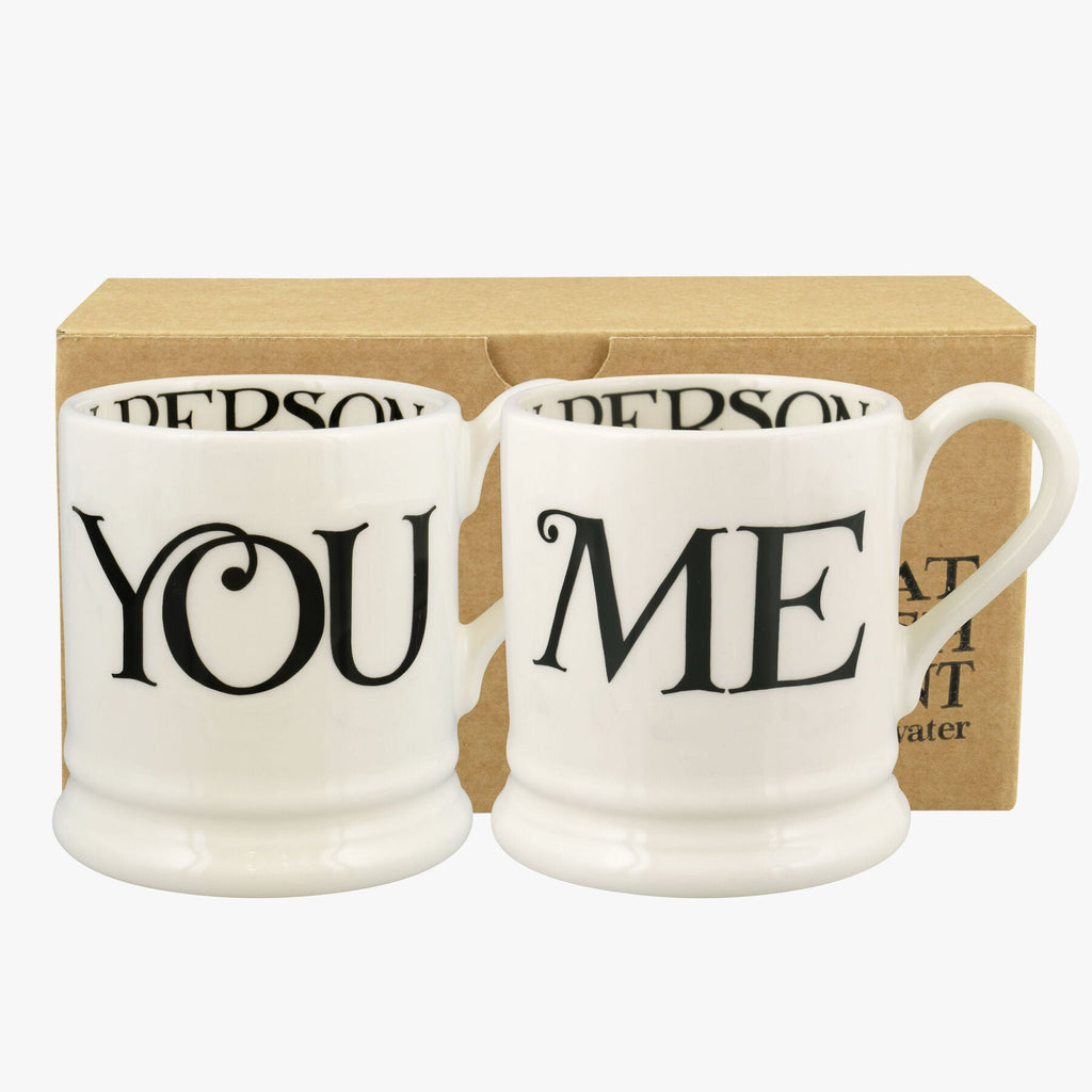 Black Toast You & Me Set Of 2 1/2 Pint Mugs