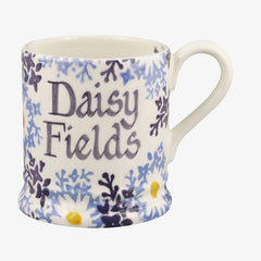 Personalised Blue Daisy Fields 1/2 Pint Mug