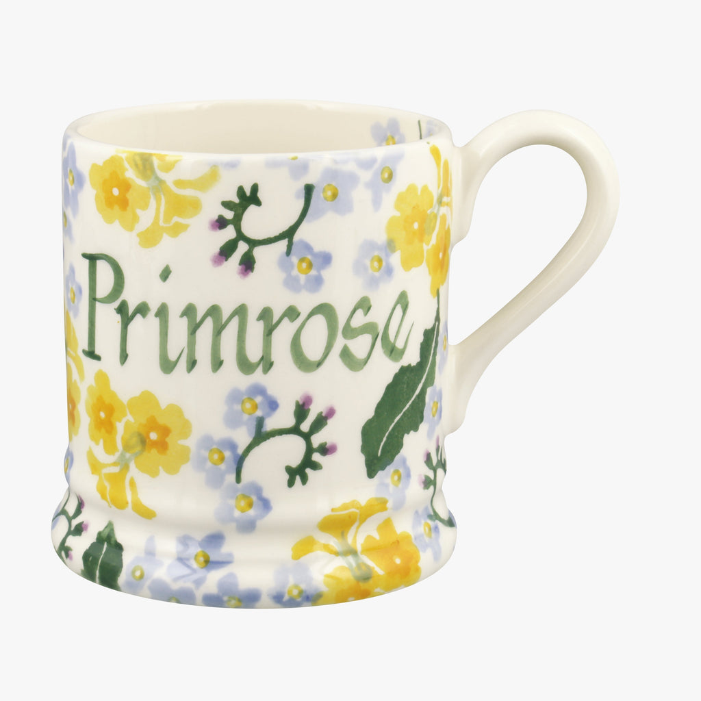 Personalised Forget Me Not & Primrose 1/2 Pint Mug