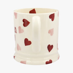 Personalised Pink Hearts 1 Pint Mug