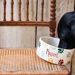 Personalised Polka Paws Large Pet Bowl